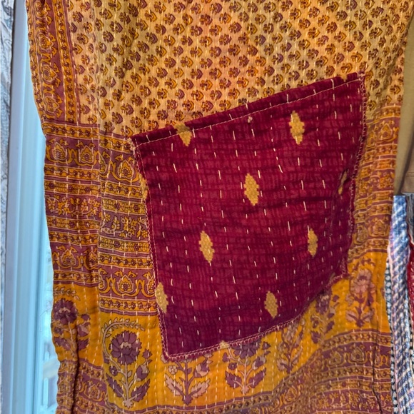 JANIS JOPLIN BAND T Poncho Kantha w Pockets Handmade One Of a Kind Upcycled Boho - Picture 4 of 6